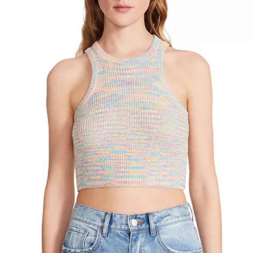 BB Dakota Effie Knit Crop Top Size Medium NWT Pastel Multi